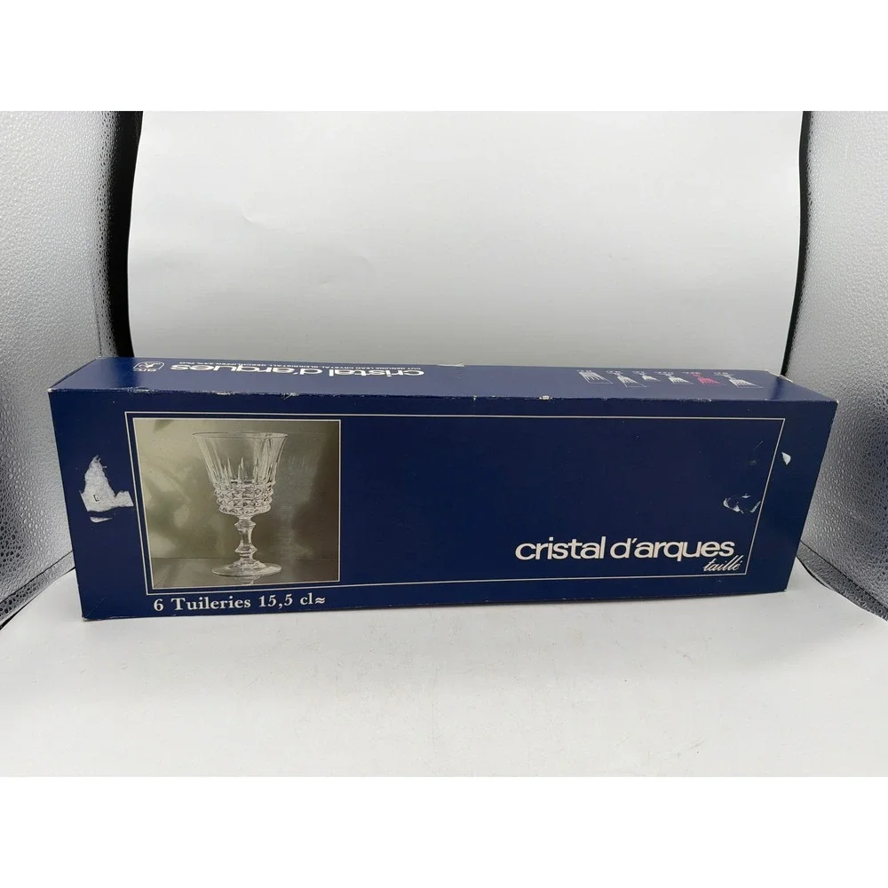 Vintage Cristal D'Arques Tuileries 15.5cl Crystal Wine Glasses Set of 6 Box